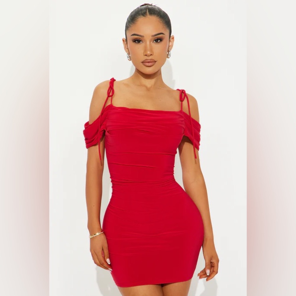 Elegant Red Off-Shoulder Dress